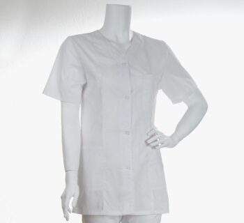 Дамска медицинска туника с къс ръкав и копчета – бяла