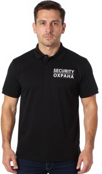 Тениска за охранители с яка черна