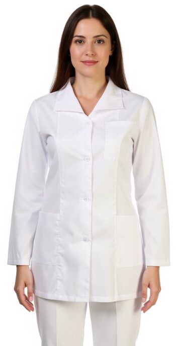 Туника с дълъг ръкав и копчета дамска – бяла