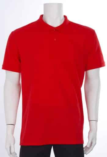 Тениска с къс ръкав и яка 100% памук - червена