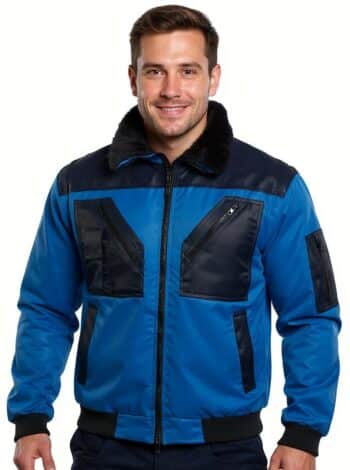 Синьо ватирано яке Пилот памук ПЕ