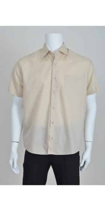 Риза мъжка с къс ръкав класик - бежова