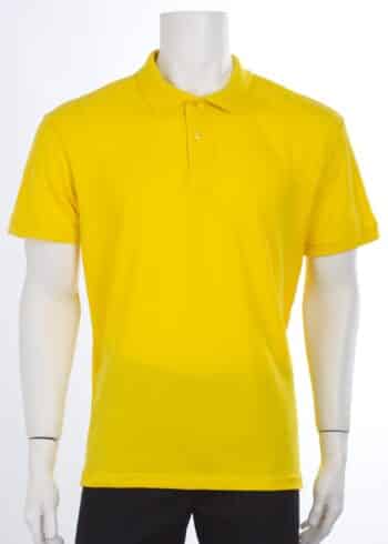 Тениска с яка 100% памук - жълта