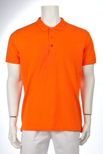 Тениска Пайпър с къс ръкав и яка - ярко оранжева