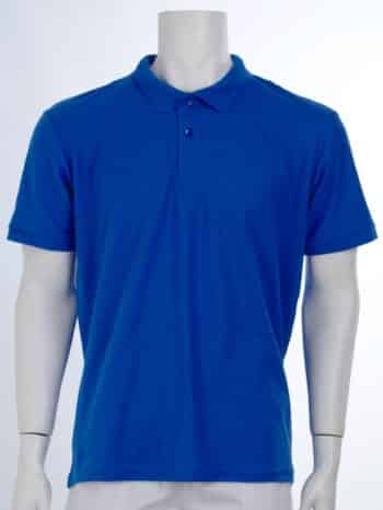 Тениска с къс ръкав и яка 100% памук - синя