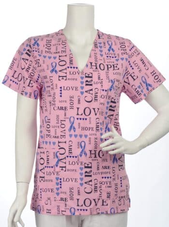 Туника унисекс - розова с щампа надписи Love/Hope/Care