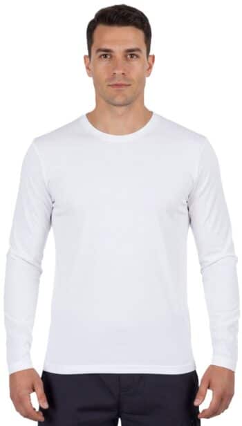 Бяла тениска с дълъг ръкав 100% памук