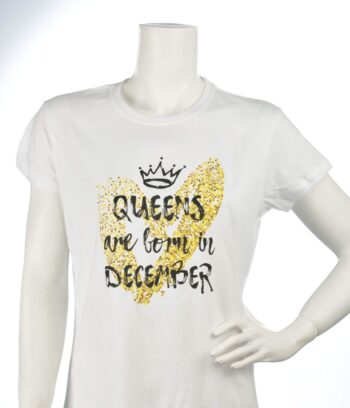 Дамска бяла тениска с печат за Рожден ден