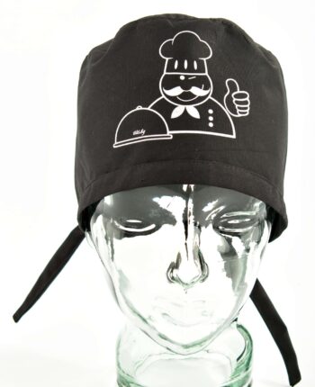 Шапка за готвач - черна с печат