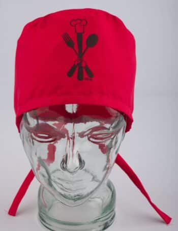 Шапка за готвач - червена с печат