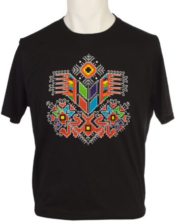 Мъжка тениска с шевица - черна