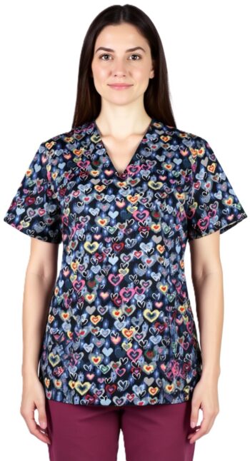 Памучна унисекс туника с щампа сърчица