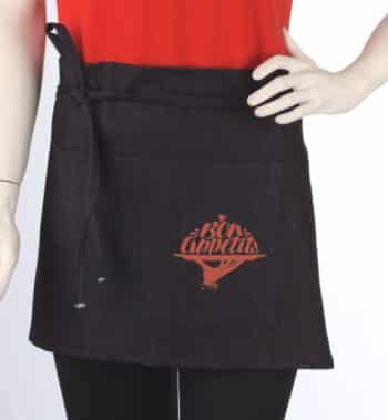 Дънкова къса престилка с печат Bon Appetite