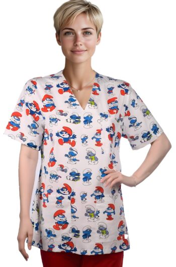 Медицинска туника, памук - Смърфове