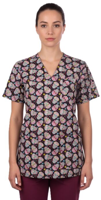 Медицинска туника унисекс с щампа черепчета