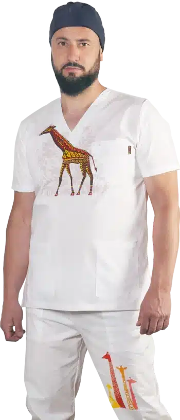 Медицински костюм унисекс с печат жираф