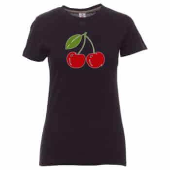 Дамска тениска Черешки - черна