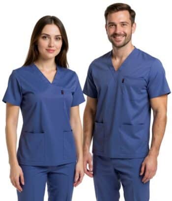 Медицинска туника лукс унисекс модел в сивосин цвят