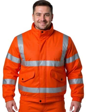Ватирано оранжево яке със светлоотразителни ленти