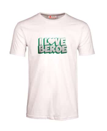 Мъжка тениска I love Beroe в бял и черен цвят