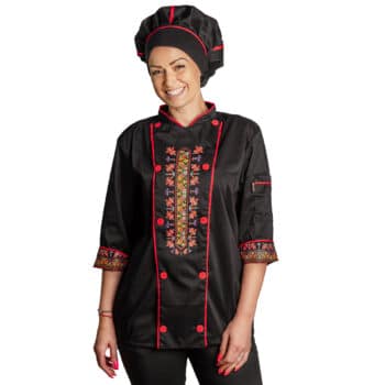 Черна готварска туника с шевица