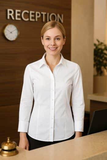 Дамска риза Стил – бяла с дълъг ръкав