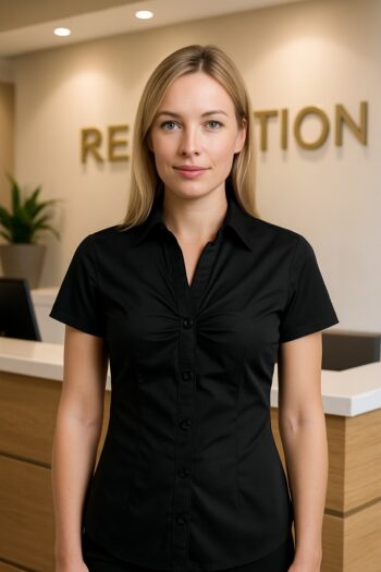 Дамска риза Шик - черна с къс ръкав