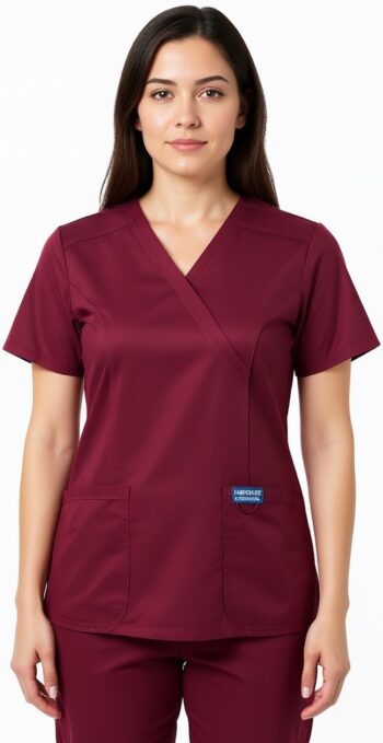 Дамска медицинска туника на марката Cherokee wrap цвят бургунди