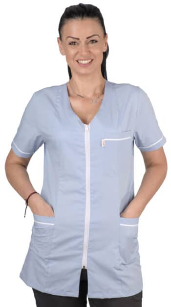 Медицинска туника с цип светлосиня