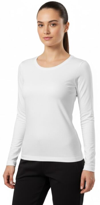 Дамска тениска дълъг ръкав Fit - бяла